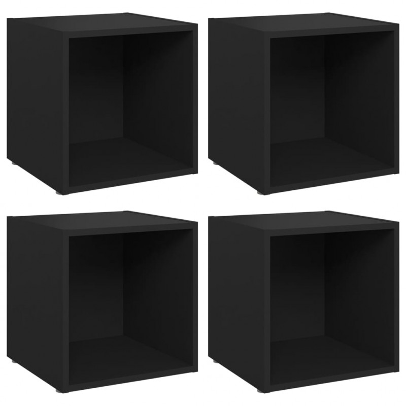 Szafki pod TV, 4 szt., czarne, 37x35x37 cm