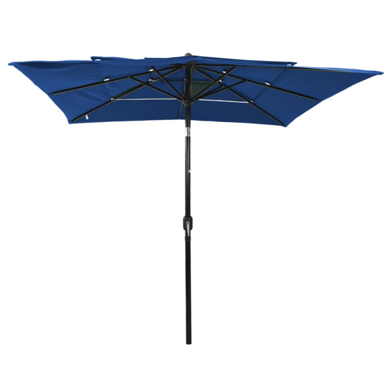 3-poziomowy parasol na aluminiowym słupku, niebieski, 2,5x2,5 m