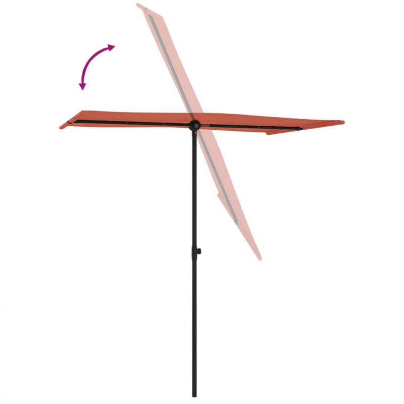 Parasol ogrodowy na aluminiowym słupku, 180x110 cm, terakota