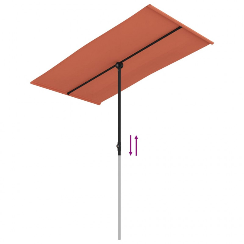 Parasol ogrodowy na aluminiowym słupku, 180x110 cm, terakota