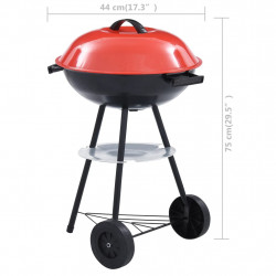 Przenośny grill węglowy XXL, z kółkami, 44 cm