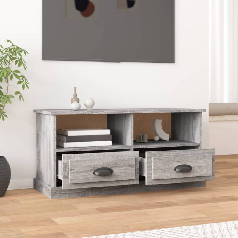 Szafka pod TV, szary dąb sonoma, 93x35,5x45 cm
