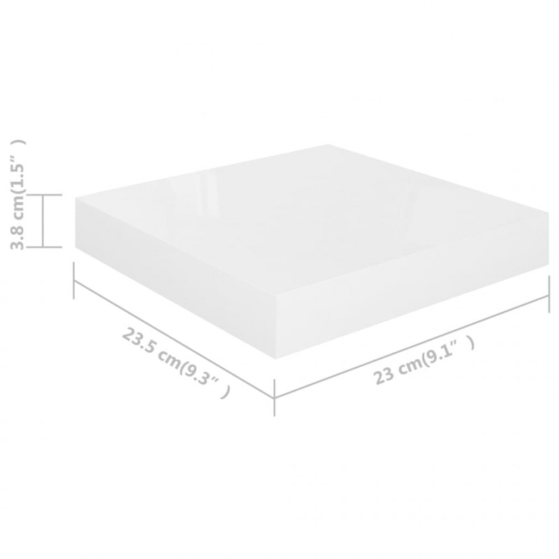Półka ścienna, biała, wysoki połysk, 23x23,5x3,8 cm, MDF