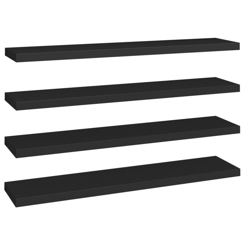 Półki ścienne, 4 szt., czarne, 120x23,5x3,8 cm, MDF
