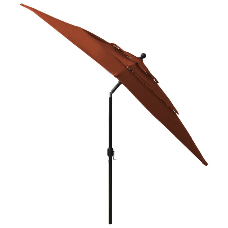 3-poziomowy parasol na aluminiowym słupku, terakotowy 2,5x2,5 m