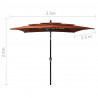 3-poziomowy parasol na aluminiowym słupku, terakotowy 2,5x2,5 m