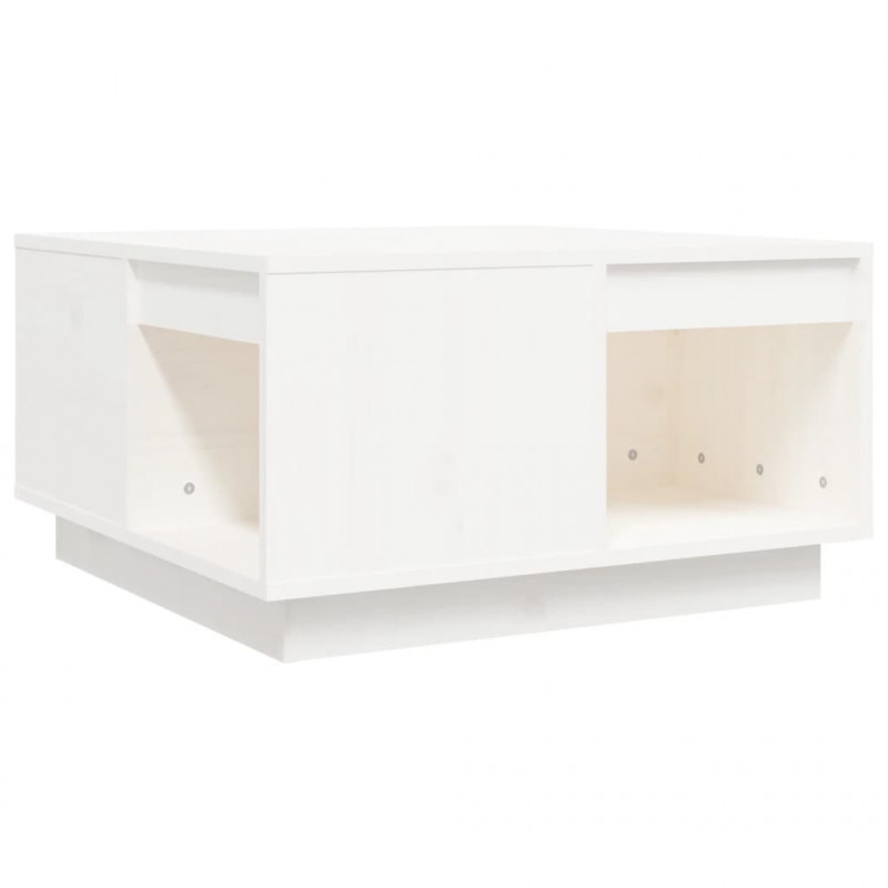 Stolik kawowy, biały, 60x61x32,5 cm, lite drewno sosnowe