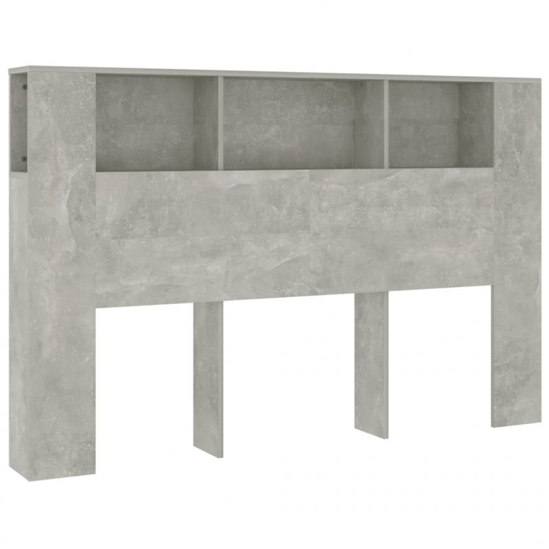 Wezgłowie łóżka z półkami, szarość betonu, 160x18,5x104,5 cm