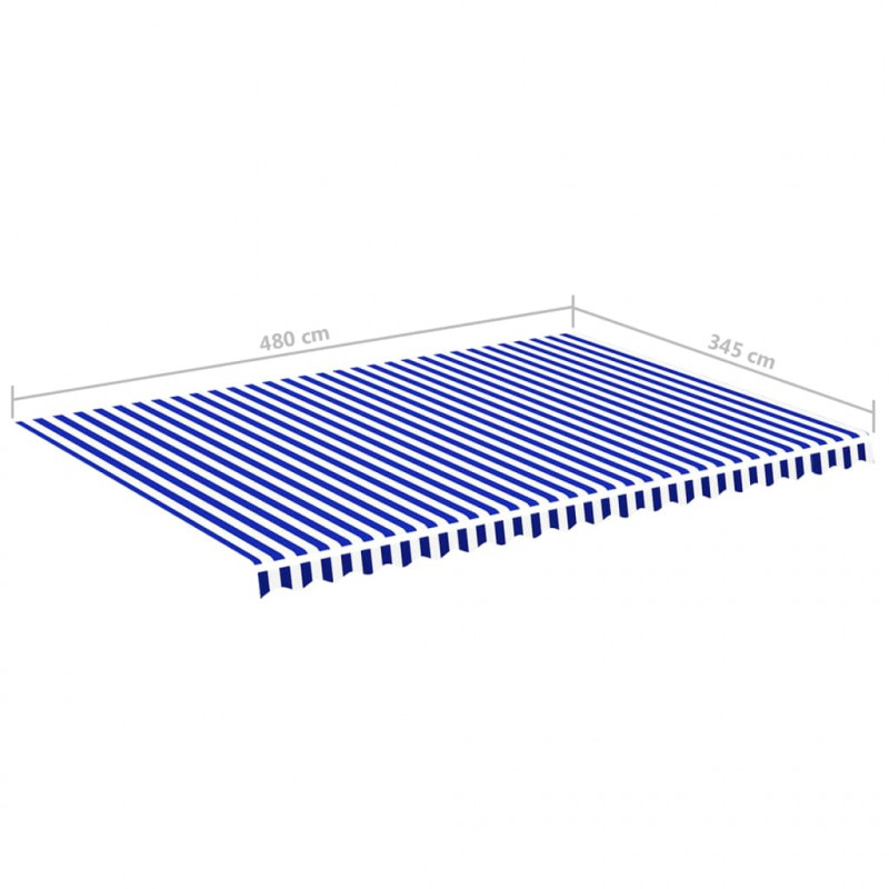 Zapasowa tkanina na markizę, niebiesko-biała, 5 x 3,5 m