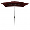 3-poziomowy parasol na aluminiowym słupku, bordowy, 2x2 m