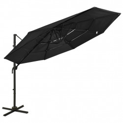 4-poziomowy parasol na aluminiowym słupku, czarny, 3x3 m