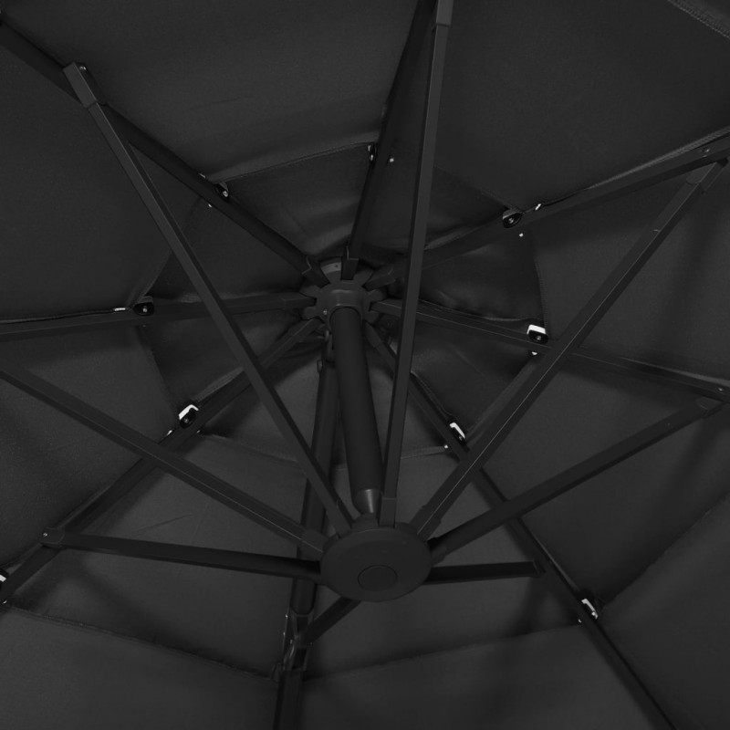 4-poziomowy parasol na aluminiowym słupku, czarny, 3x3 m