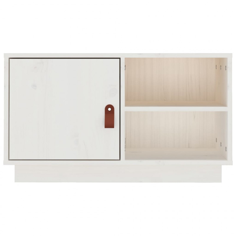 Szafka pod telewizor, biała, 70x34x40 cm, lite drewno sosnowe