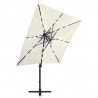Parasol wiszący z lampkami LED i słupkiem, 250 cm, piaskowy