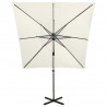Parasol wiszący z lampkami LED i słupkiem, 250 cm, piaskowy