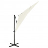 Parasol wiszący z lampkami LED i słupkiem, 250 cm, piaskowy