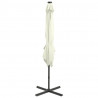 Parasol wiszący z lampkami LED i słupkiem, 250 cm, piaskowy