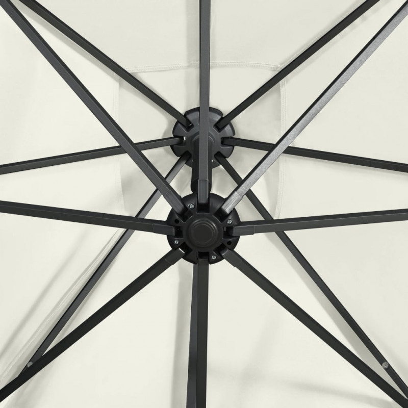 Parasol wiszący z lampkami LED i słupkiem, 250 cm, piaskowy