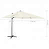 Parasol wiszący z lampkami LED i słupkiem, 250 cm, piaskowy
