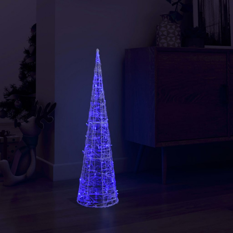 Stożek dekoracyjny, akrylowy, niebieski, LED, 90 cm