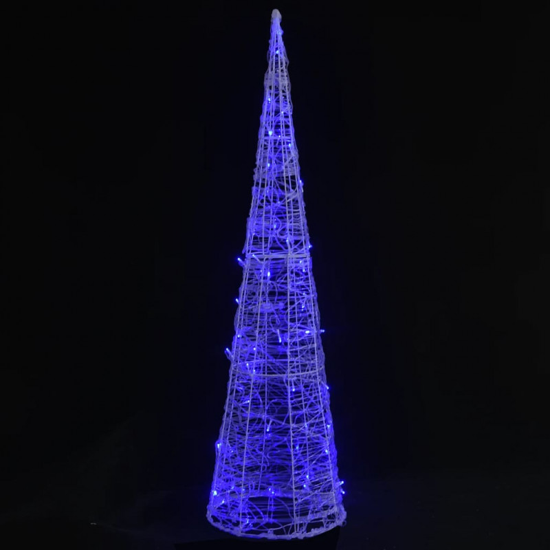 Stożek dekoracyjny, akrylowy, niebieski, LED, 90 cm