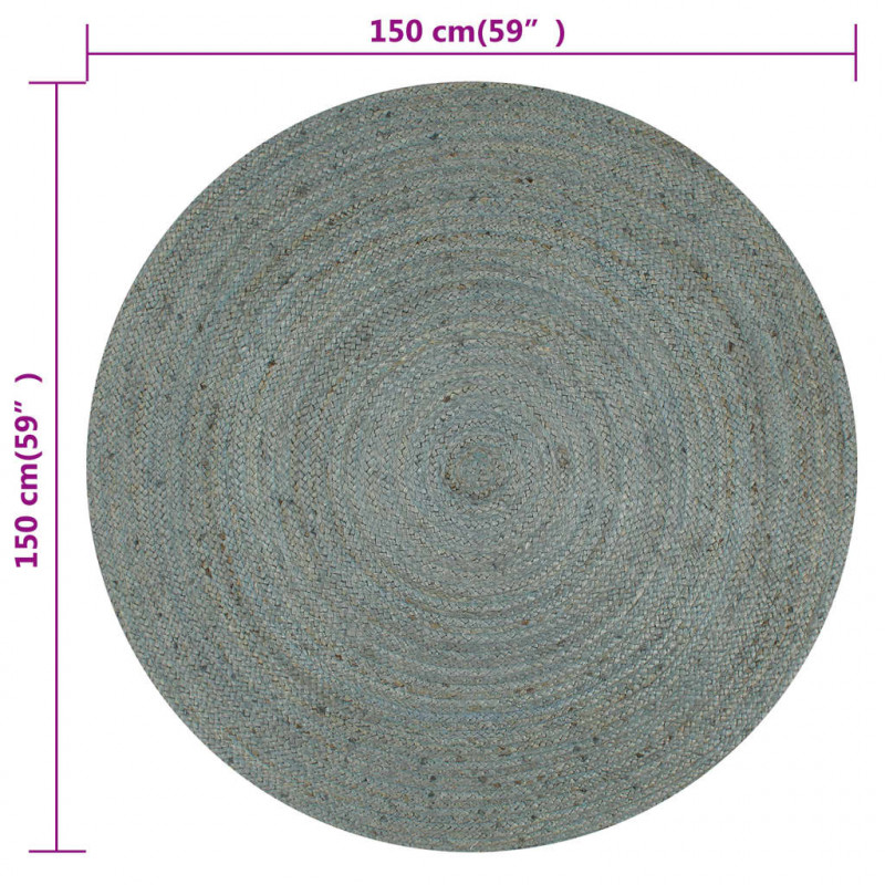 Ręcznie wykonany dywan z juty, okrągły, 150 cm, oliwkowozielony