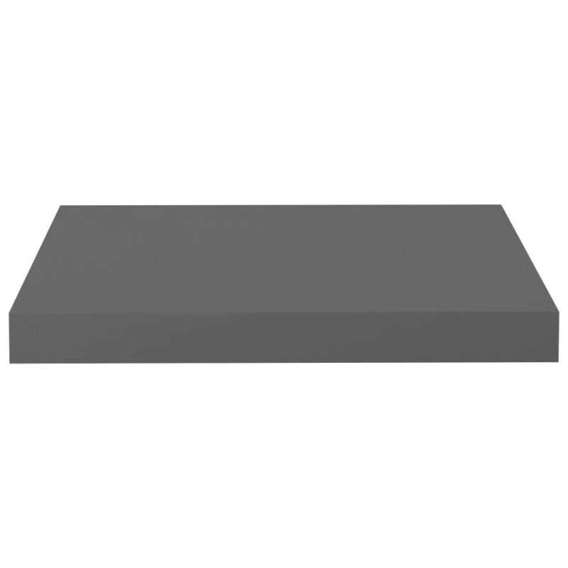 Półki ścienne, 2 szt., szare, wysoki połysk, 40x23x3,8 cm, MDF