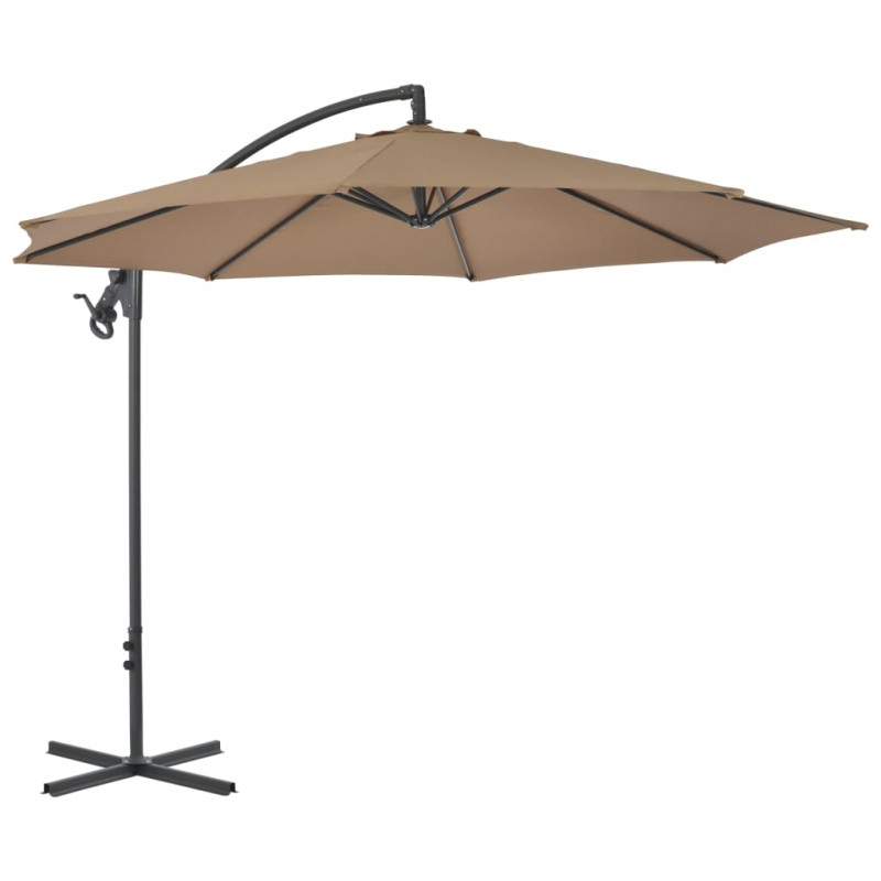 Parasol wiszący ze stalowym słupkiem, 300 cm, taupe