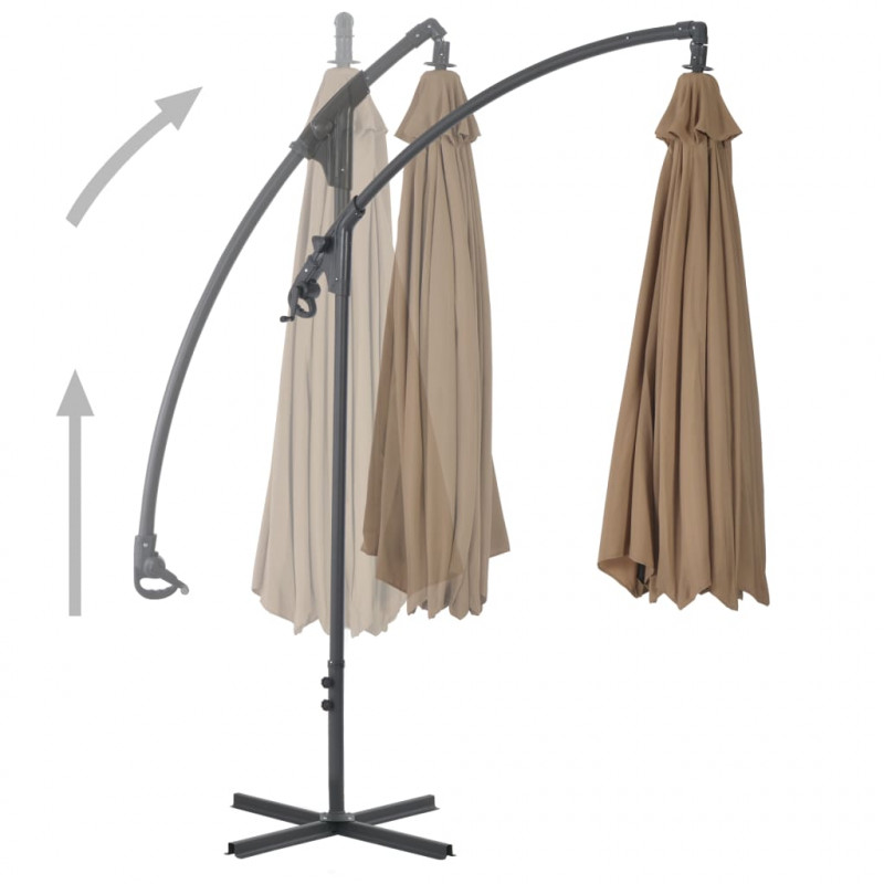 Parasol wiszący ze stalowym słupkiem, 300 cm, taupe