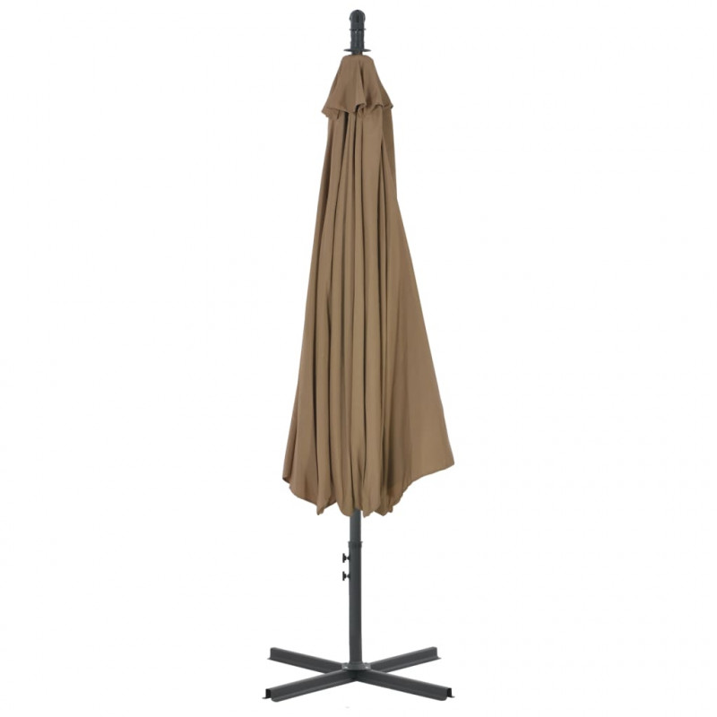 Parasol wiszący ze stalowym słupkiem, 300 cm, taupe