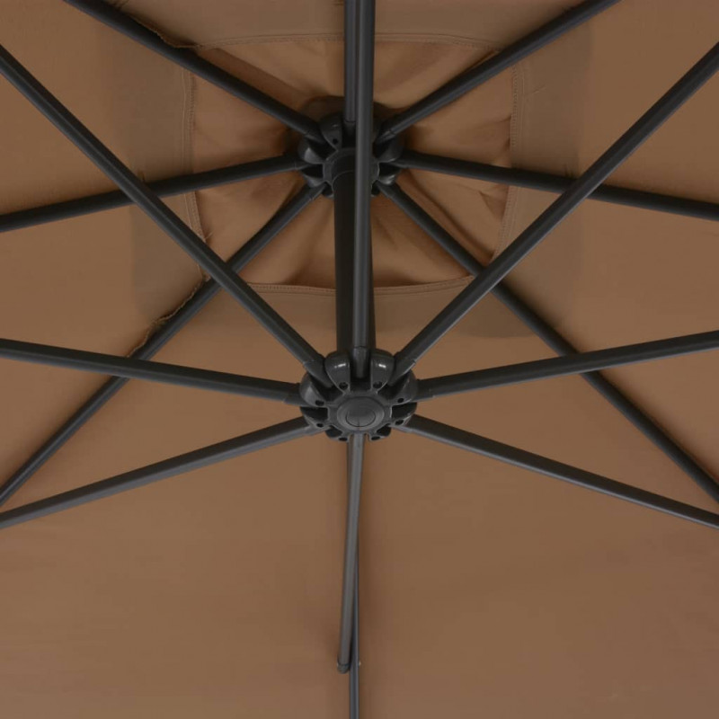 Parasol wiszący ze stalowym słupkiem, 300 cm, taupe