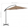 Parasol wiszący ze stalowym słupkiem, 300 cm, taupe