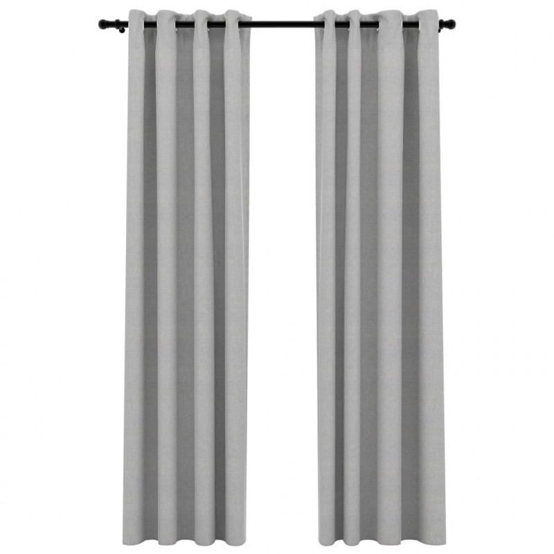 Zasłony stylizowane na lniane, 2 szt., szare, 140x225 cm