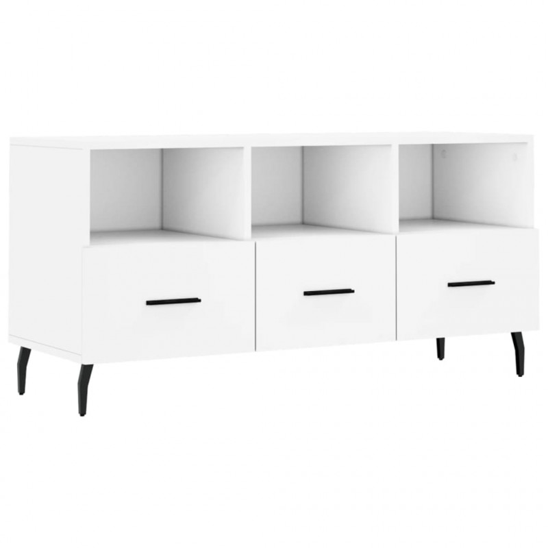 Szafka pod TV, biała, 102x36x50 cm, materiał drewnopochodny