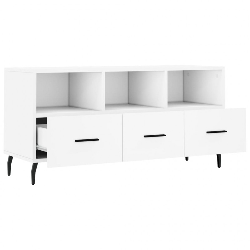 Szafka pod TV, biała, 102x36x50 cm, materiał drewnopochodny