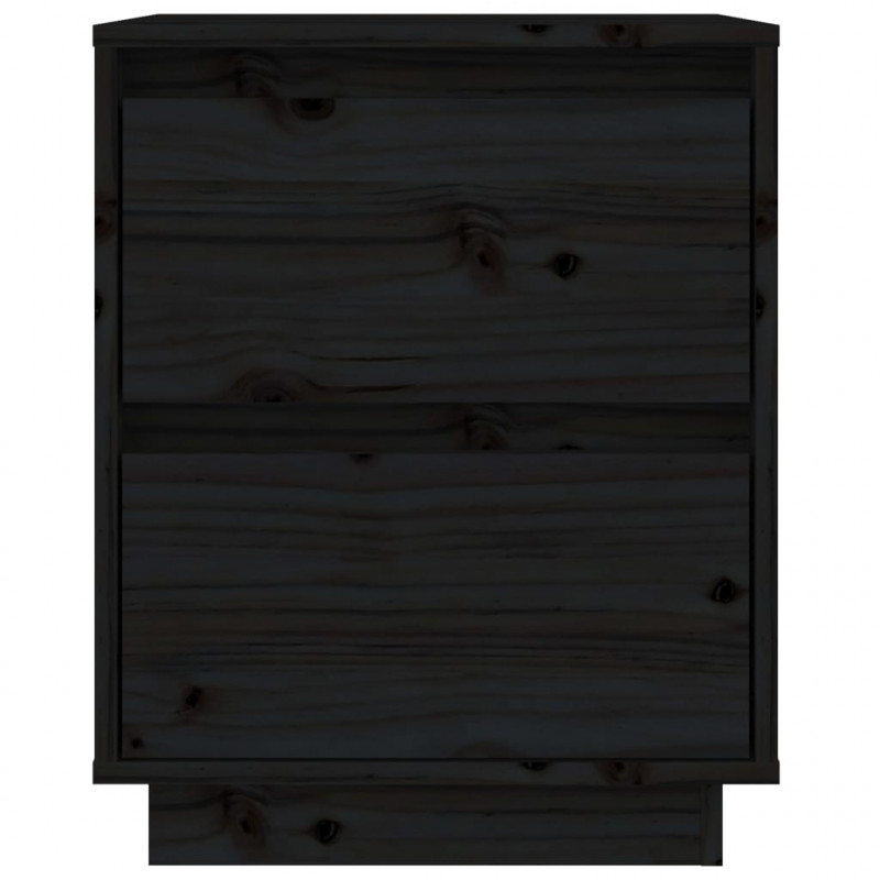 Szafka nocna, czarna, 40x35x50 cm, lite drewno sosnowe