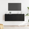 Szafka ścienna, czarna, 100x30x35 cm, lite drewno sosnowe