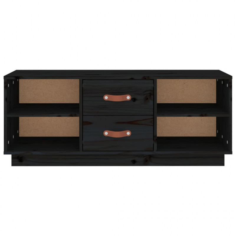Szafka pod TV, czarna, 100x34x40 cm, lite drewno sosnowe