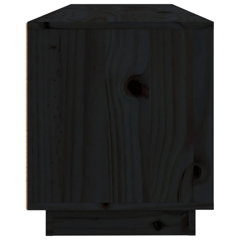 Szafka pod TV, czarna, 100x34x40 cm, lite drewno sosnowe