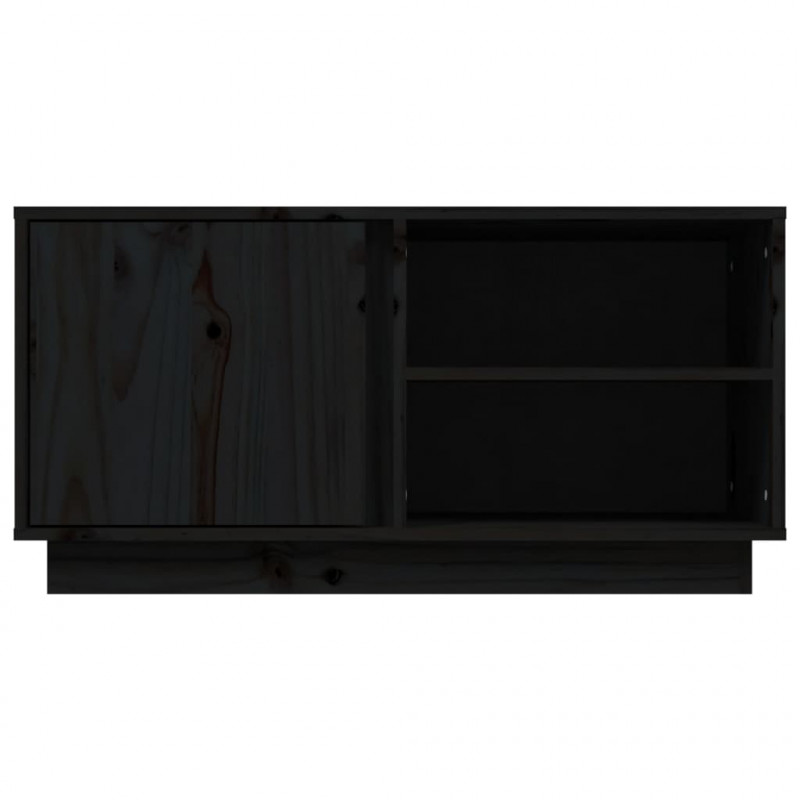 Szafka pod TV, czarna, 80x35x40,5 cm, lite drewno sosnowe