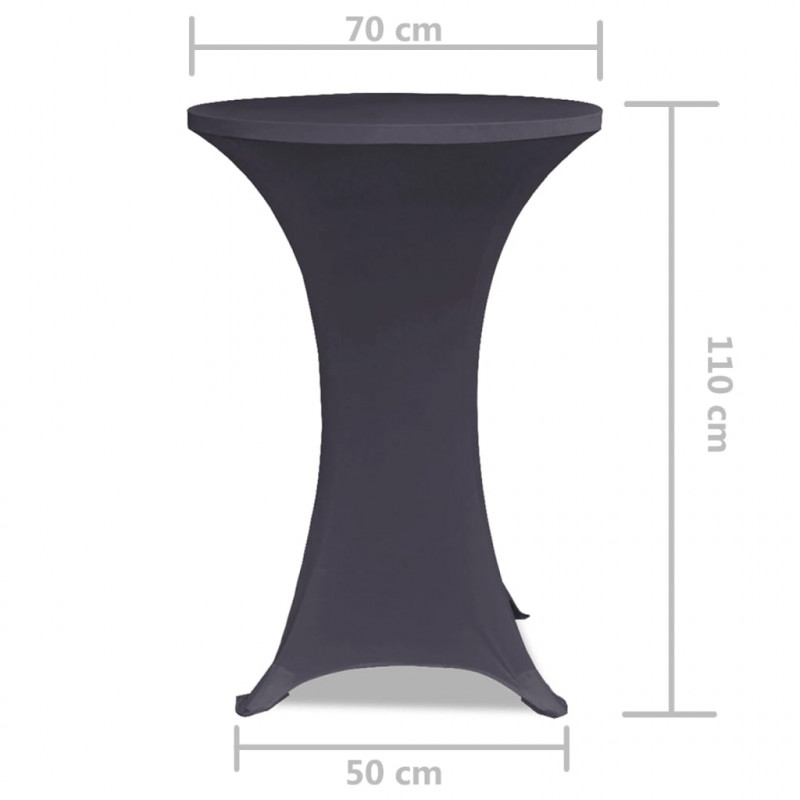 Elastyczne nakrycie stołu antracytowe 2 szt. 70 cm