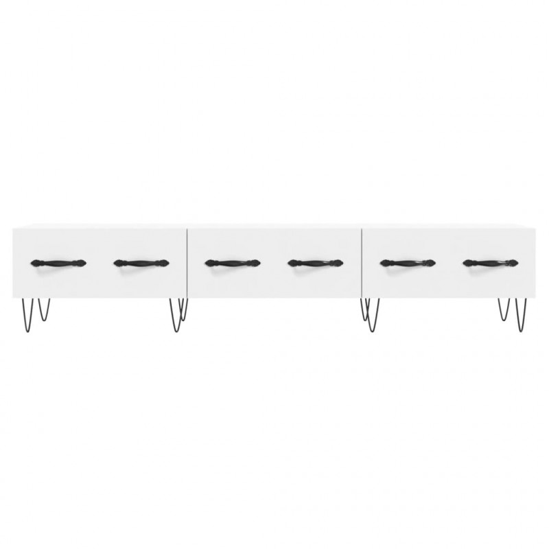 Szafka pod TV, biała, 150x36x30 cm, materiał drewnopochodny