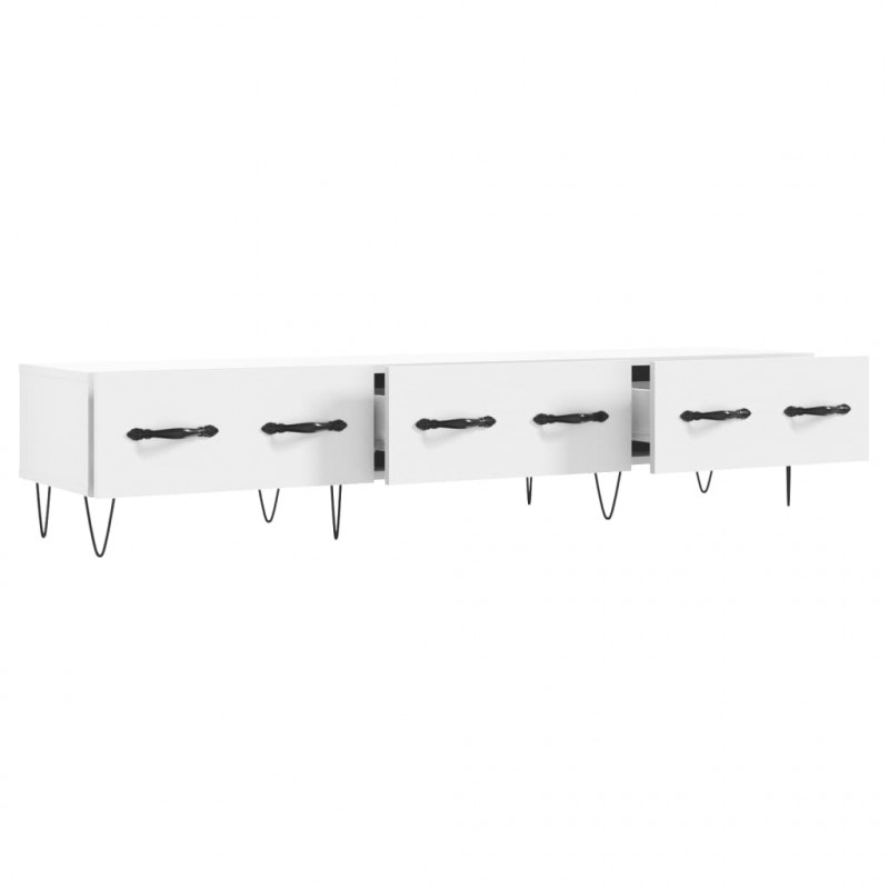 Szafka pod TV, biała, 150x36x30 cm, materiał drewnopochodny