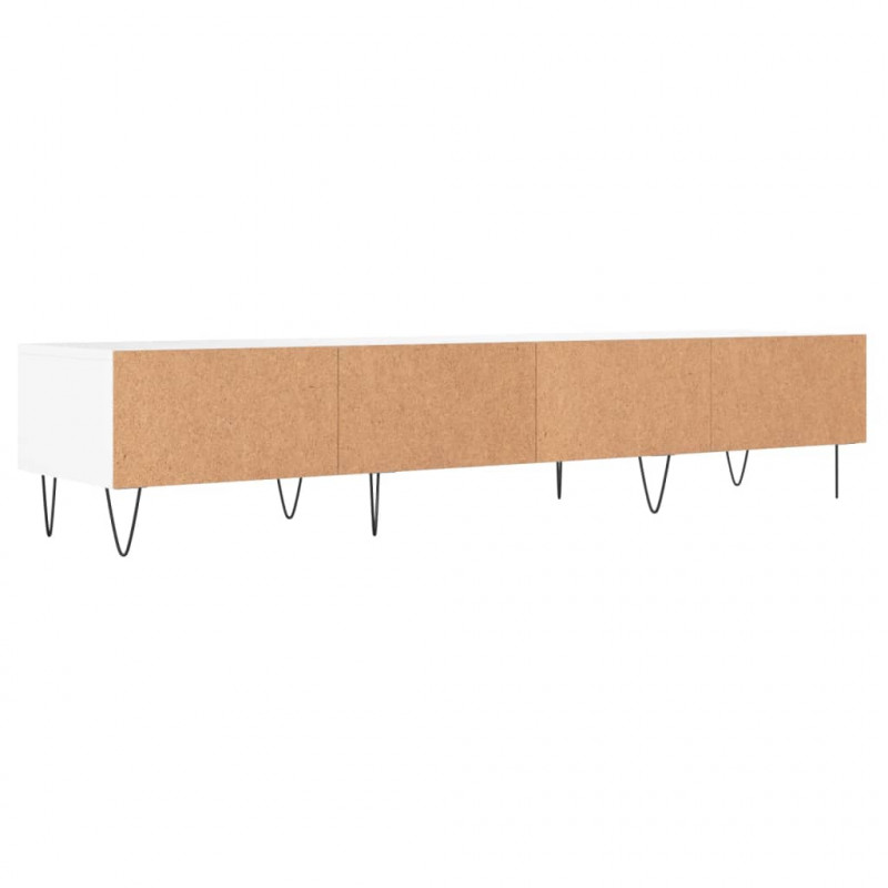 Szafka pod TV, biała, 150x36x30 cm, materiał drewnopochodny