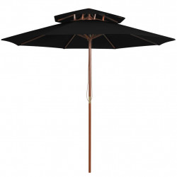 Parasol ogrodowy z dwupoziomową czaszą, czarny, 270 cm