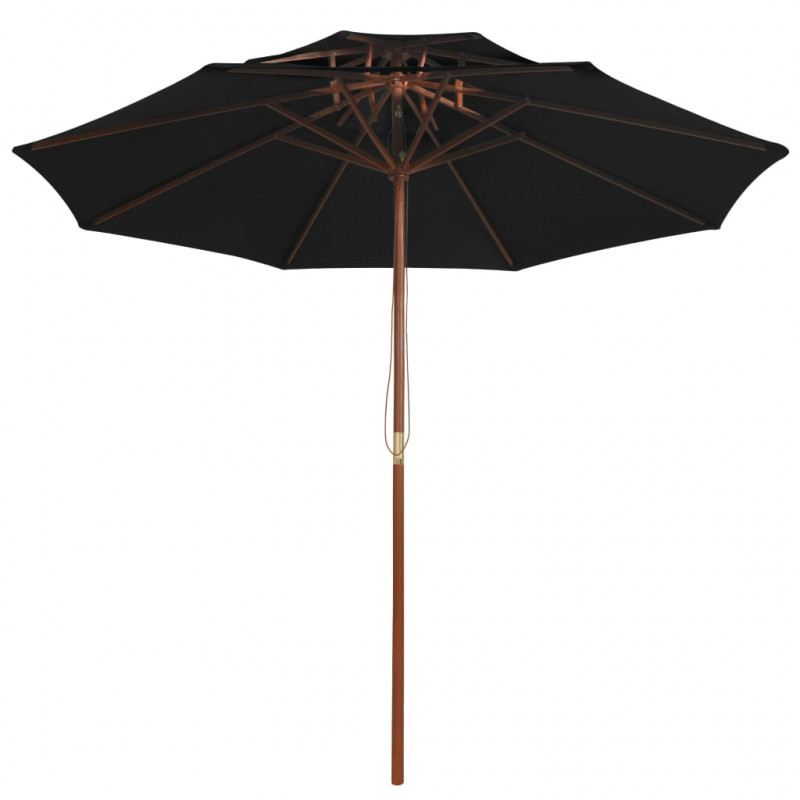 Parasol ogrodowy z dwupoziomową czaszą, czarny, 270 cm