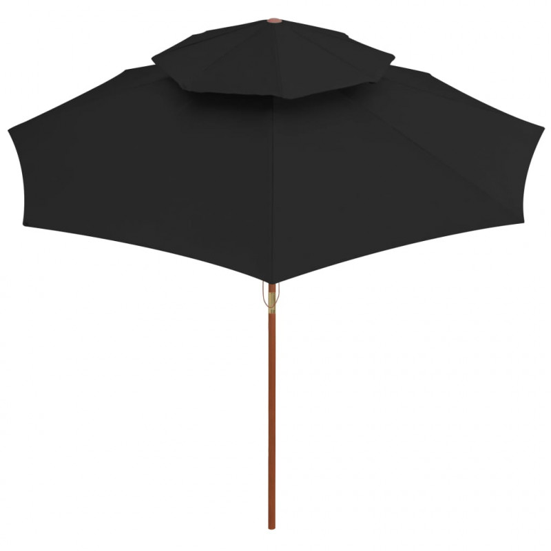 Parasol ogrodowy z dwupoziomową czaszą, czarny, 270 cm