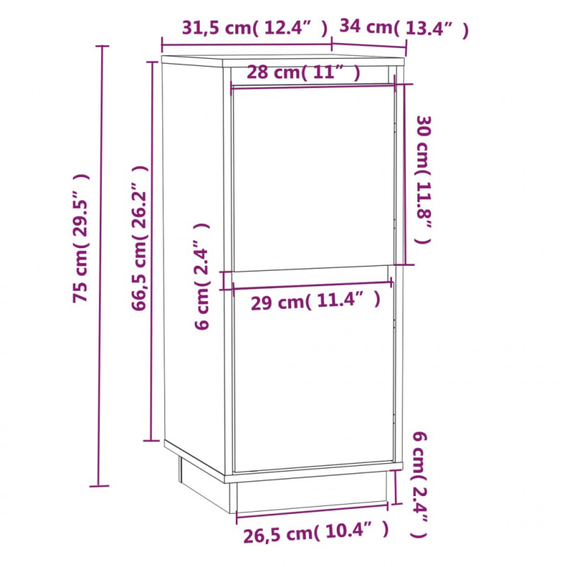 Szafka, 31,5 x 34 x 75 cm, lite drewno sosnowe
