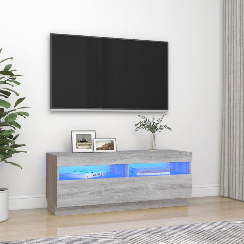Szafka pod TV z oświetleniem LED szary dąb sonoma, 100x35x40 cm