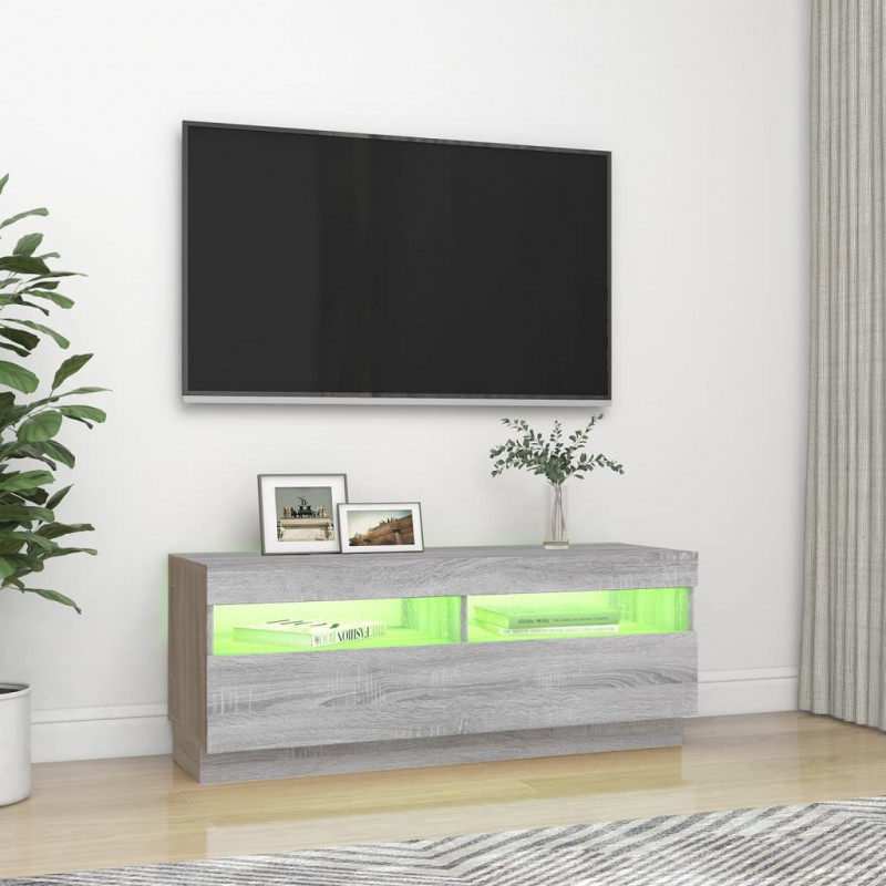Szafka pod TV z oświetleniem LED szary dąb sonoma, 100x35x40 cm